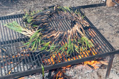 Barbekü üzerinde calsots