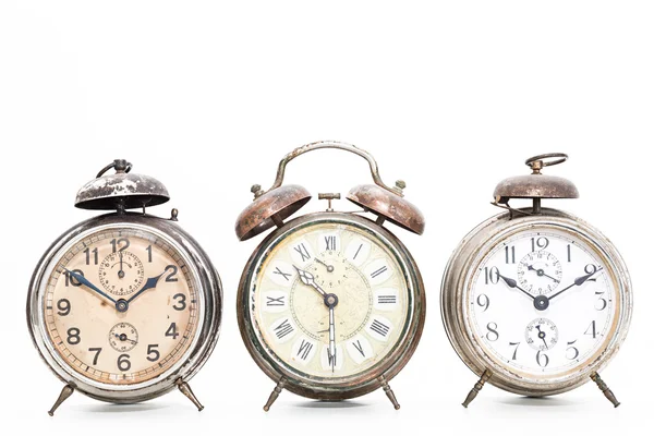 Collection of old alarm clocks Stock Photo