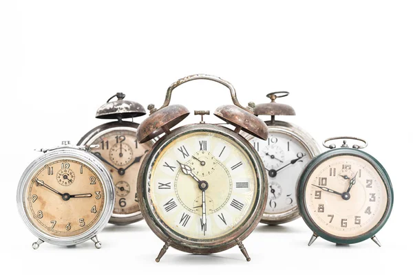 Collection of old alarm clocks Royalty Free Stock Photos