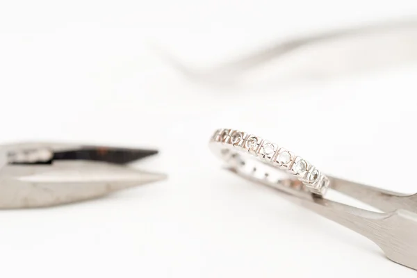 Platinum and diamonds ring — Stock Photo, Image