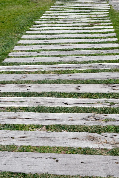 Garden wooden sleepers — Stock Photo, Image