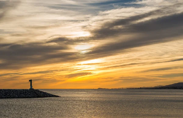 Deniz feneri günbatımı — Stok fotoğraf