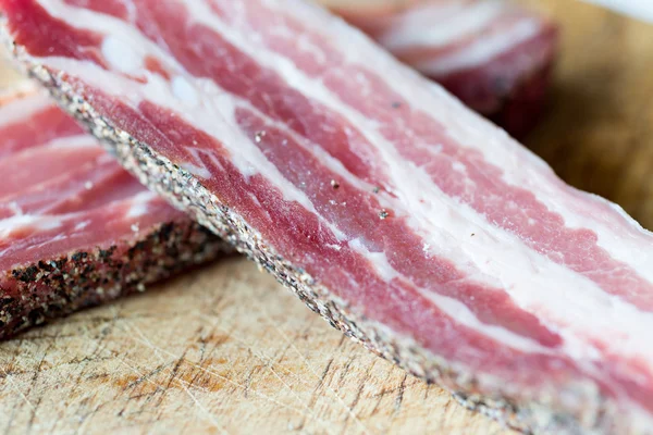 Detail of raw bacon — Stock Photo, Image
