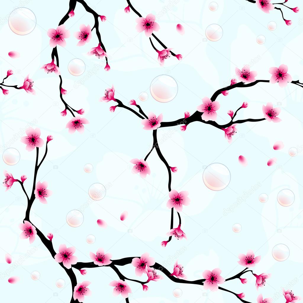 Seamless cherry blossom background