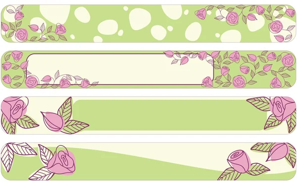 Lente hand getekende banners met rozen — Stockvector