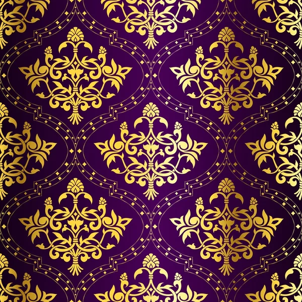 Or-sur-violet motif floral indien sans couture — Image vectorielle