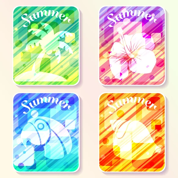 Set of four colorful abstract summer poster designs — Stock Vector