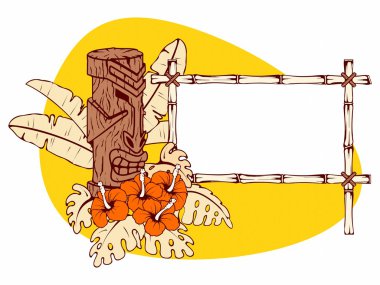 Sıcak tonları Retro hawaiian tiki afiş