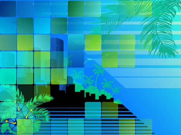 Paisaje urbano nocturno tropical — Archivo Imágenes Vectoriales