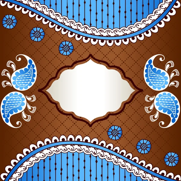 Bruin & blauwe banner geïnspireerd door Indiase mehndi designs — Stockvector