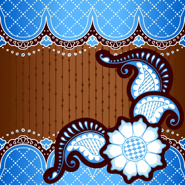 Fondo marrón y azul inspirado en diseños mehndi indios — Vector de stock