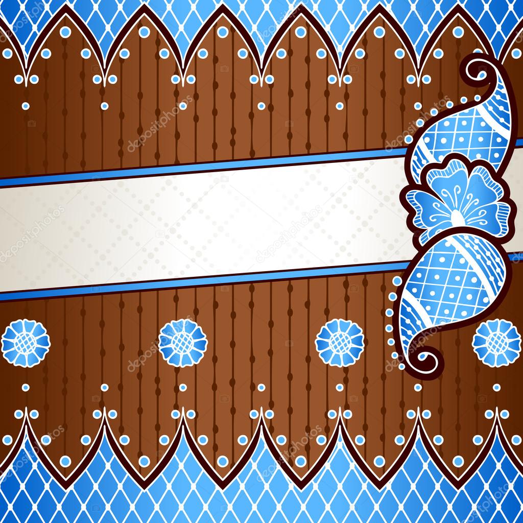 Brown & blue banner inspired by Indian mehndi designs