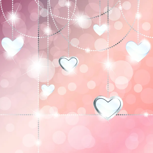Bannière scintillante avec pendentifs en forme de coeur — Image vectorielle