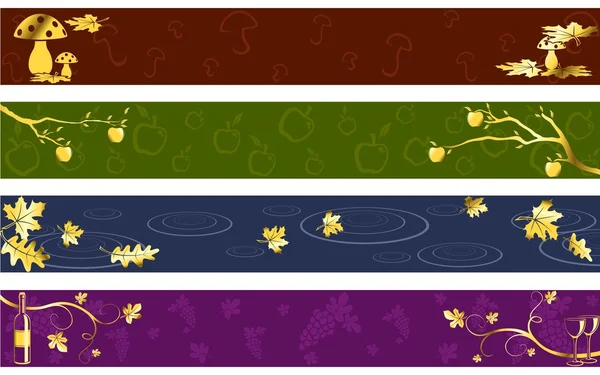 Herfst Banners in donkere kleuren — Stockvector