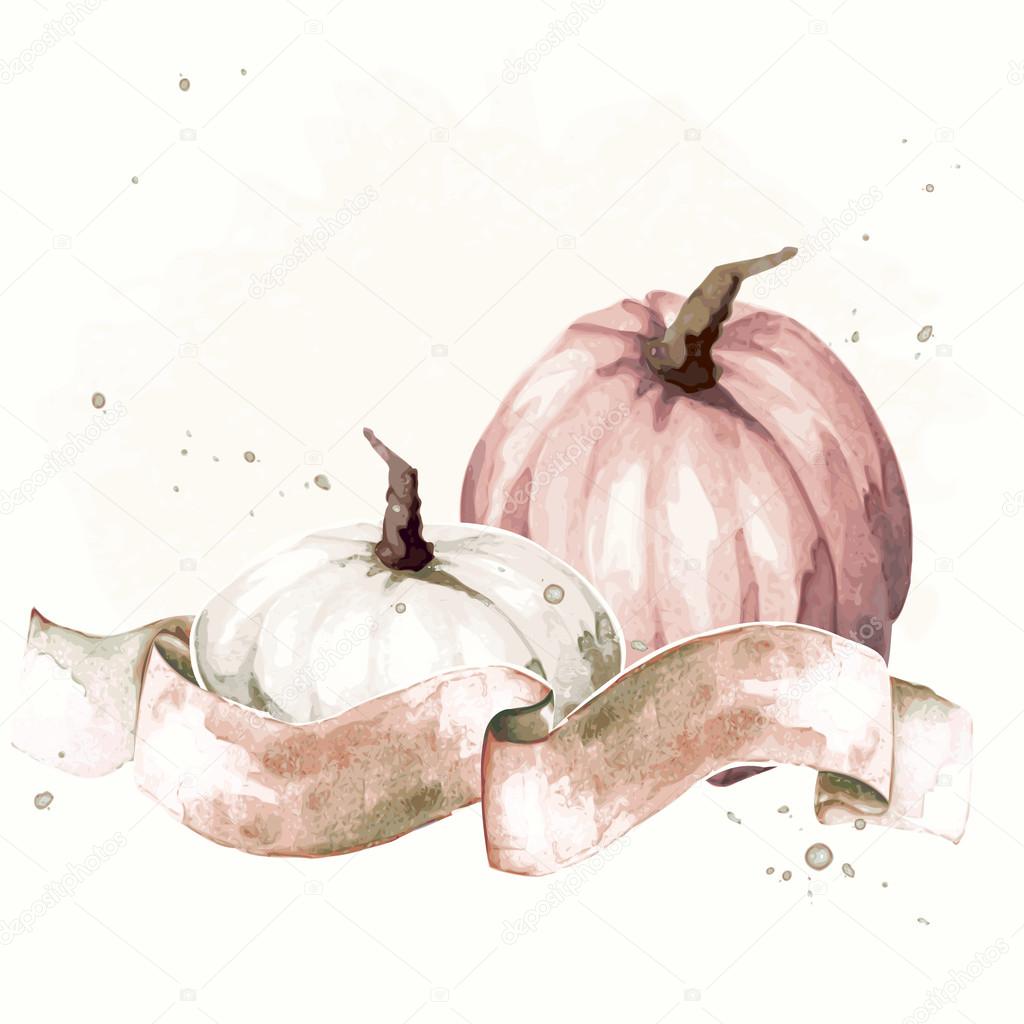 Vintage watercolor pumpkin illustration