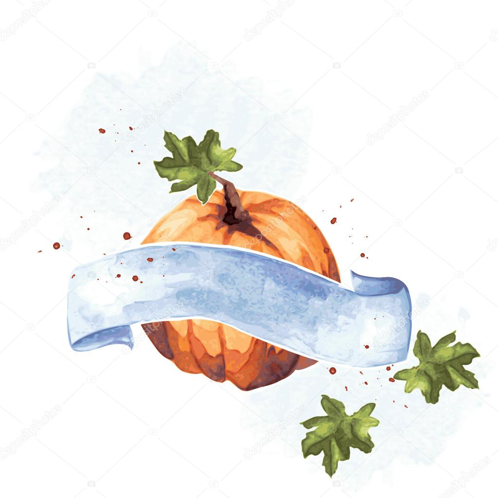 Colorful watercolor pumpkin illustration