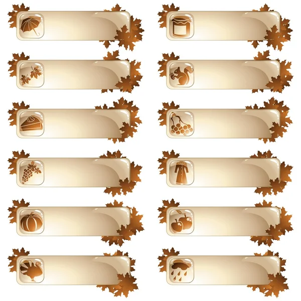 Conjunto de pestañas de otoño marrón pálido — Vector de stock