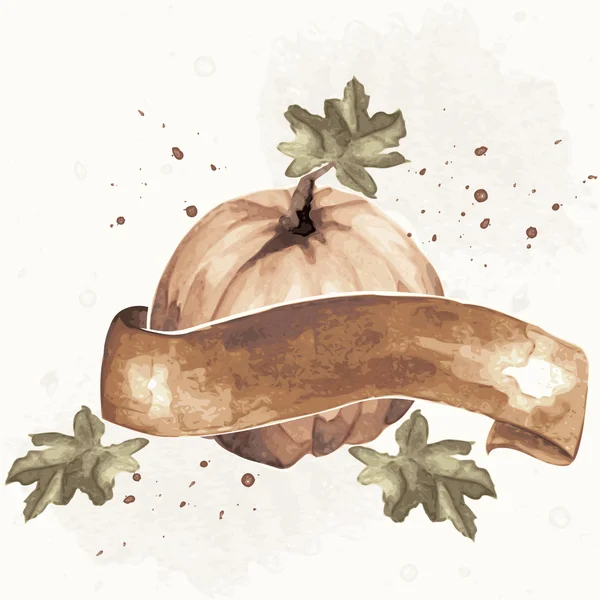 Sepia acuarela calabaza ilustración — Vector de stock