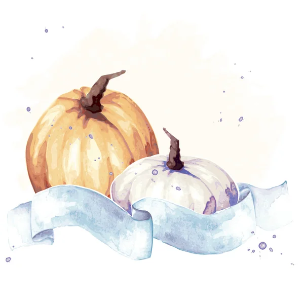 Illustrazione di zucca acquerello colorato — Vettoriale Stock