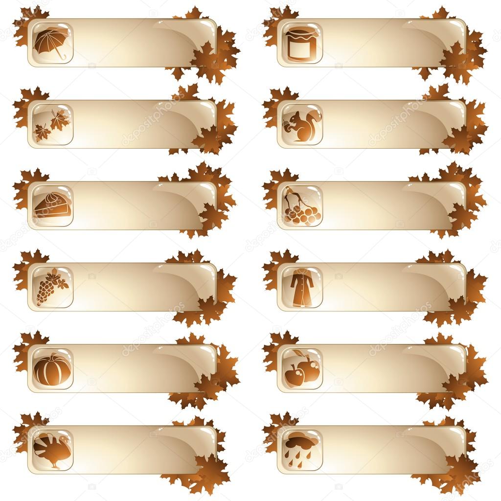 Set of pale brown autumn tabs
