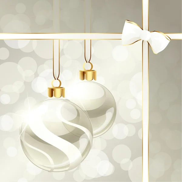 Crème gekleurde banner met Kerst ornamenten — Stockvector