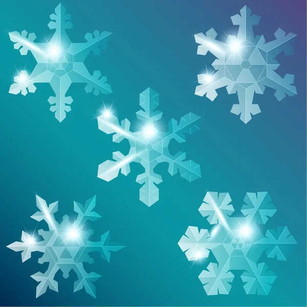 Collection of transparent glass snowflakes — Stock Vector