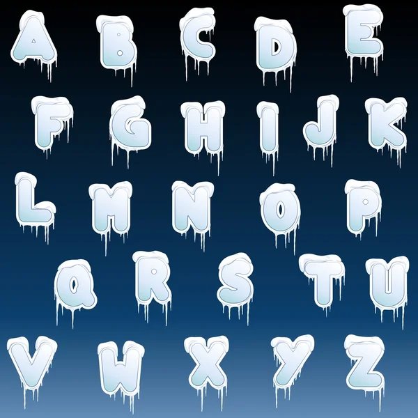 Зимний алфавит с сосульками — стоковый вектор