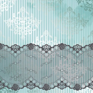 Silver and blue background with gray lace