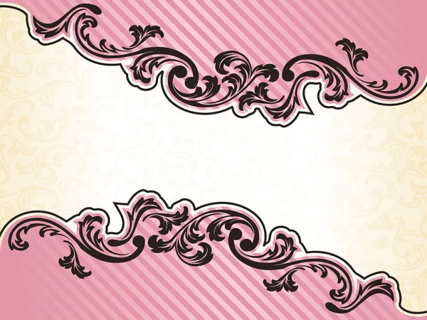 Banner retro francés romántico en rosa — Archivo Imágenes Vectoriales