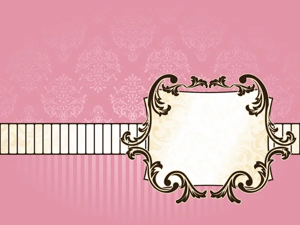 Banner retro francés romántico en rosa — Vector de stock