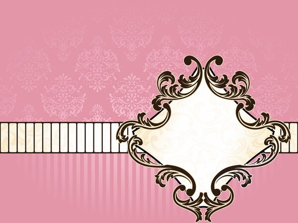 Романтический французский ретро-баннер в розовом
