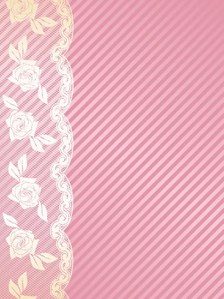 Fundo rosa com elegante renda de ouro — Vetor de Stock