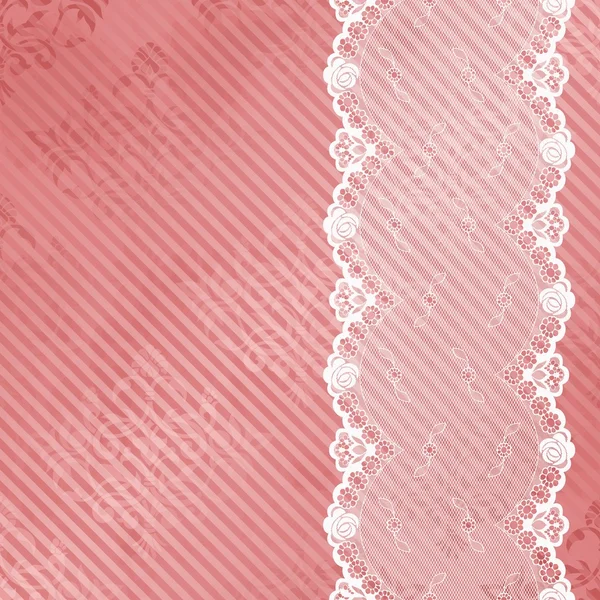 Rosa Hintergrund mit eleganter weißer Spitze — Stockvektor