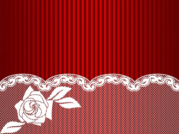 Fondo rojo con elegante encaje blanco — Archivo Imágenes Vectoriales