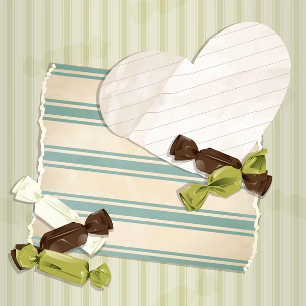 Ilustración romántica vintage con caramelos — Archivo Imágenes Vectoriales
