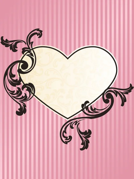 Marco retro francés romántico en forma de corazón en rosa — Archivo Imágenes Vectoriales