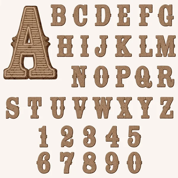 Wooden western alphabet Stock Illustration