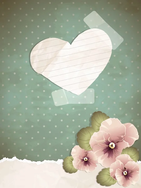 Kağıt kalp ile romantik vintage illüstrasyon — Stok Vektör