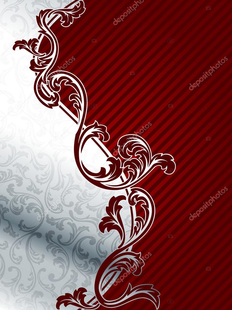 Elegant red and silver floral background