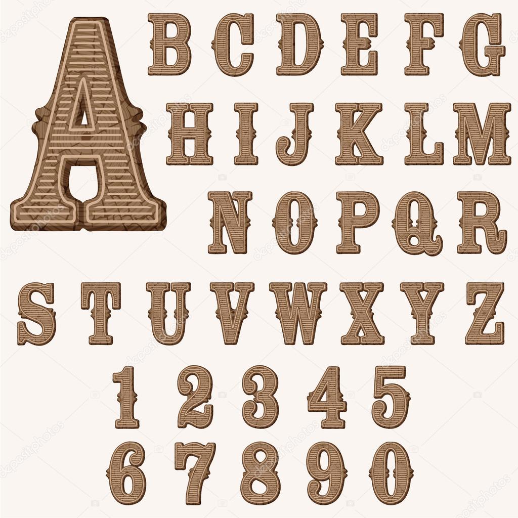 wooden western alphabet