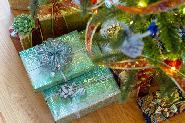 Árbol Navidad Decoraciones Año Nuevo Iluminación Del Árbol Navidad Ideas —  Fotos de Stock