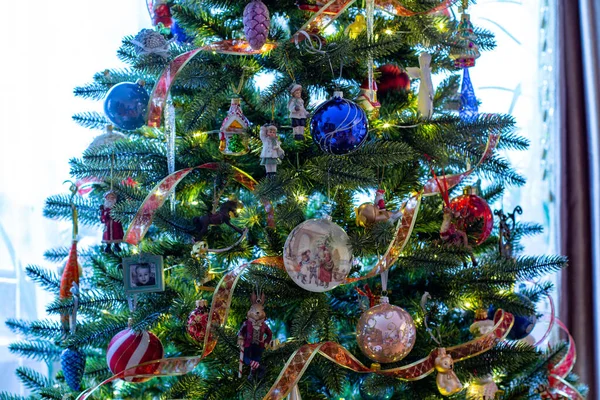 Decorações Árvore Natal Ano Novo Iluminação Árvore Natal Idéias Decoração — Fotografia de Stock