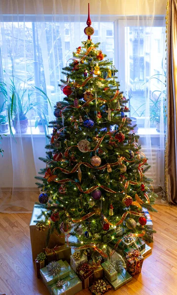Noel Ağacı Süslemeleri Yeni Yıl Noel Ağacı Işığı Noel Dekorasyonu — Stok fotoğraf