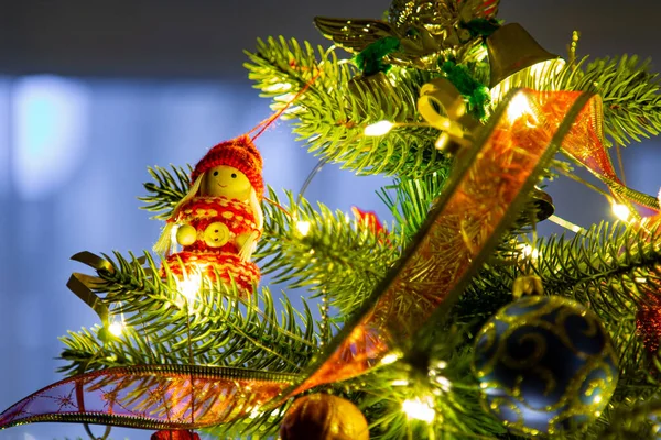 Árbol Navidad Decoraciones Año Nuevo Iluminación Del Árbol Navidad Ideas —  Fotos de Stock