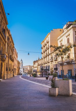 Corso Umberto I Caltanissetta Şehir Merkezi, Sicilya, İtalya, Avrupa