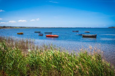 Laguna dello Stagnone Panoraması, Marsala, Trapani, Sicilya, İtalya, Avrupa