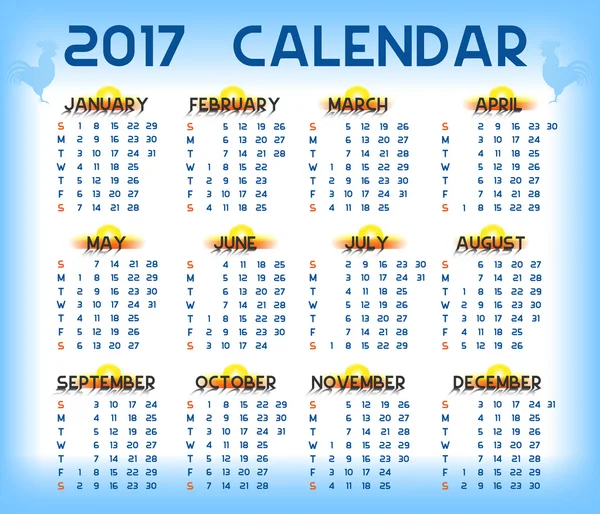 Sunrise Calendar 2017 2 — Wektor stockowy