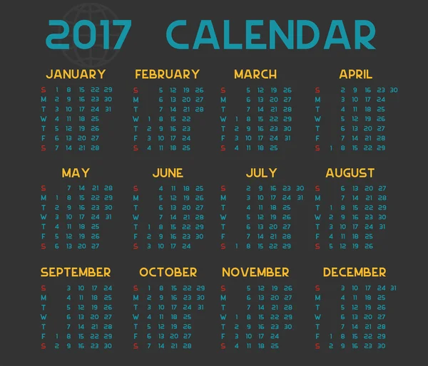 Kalender 2017 — Stockvektor