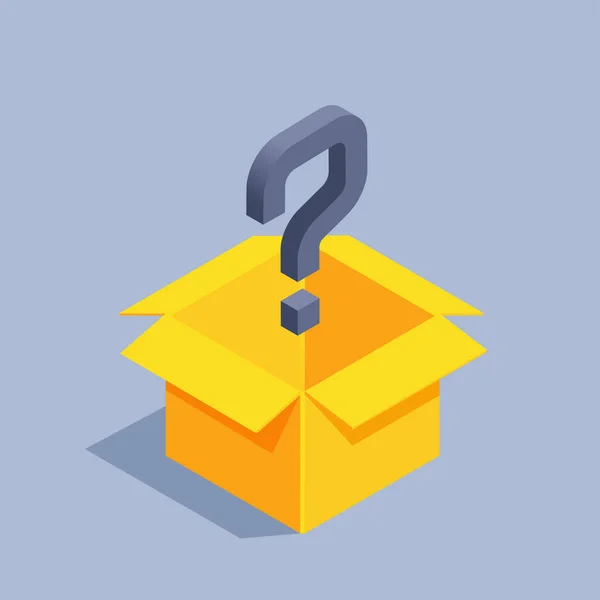 Isometric Vector Illustration Gray Background Empty Yellow Box Black Question — Wektor stockowy