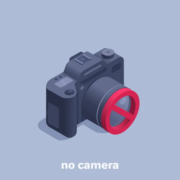 Isometric Vector Illustration Gray Background Camera Icon Prohibition Sign Camera — Stockvector